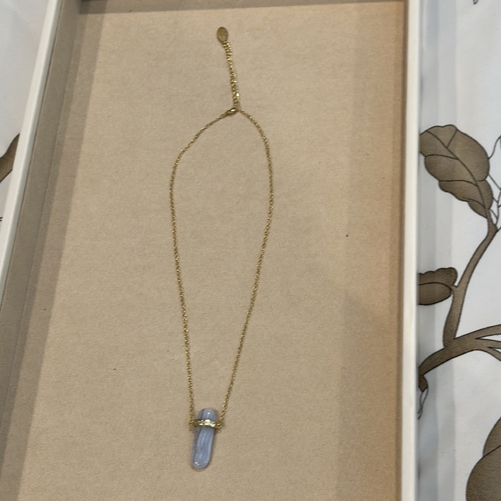 New Marcia Moran blue lace necklace